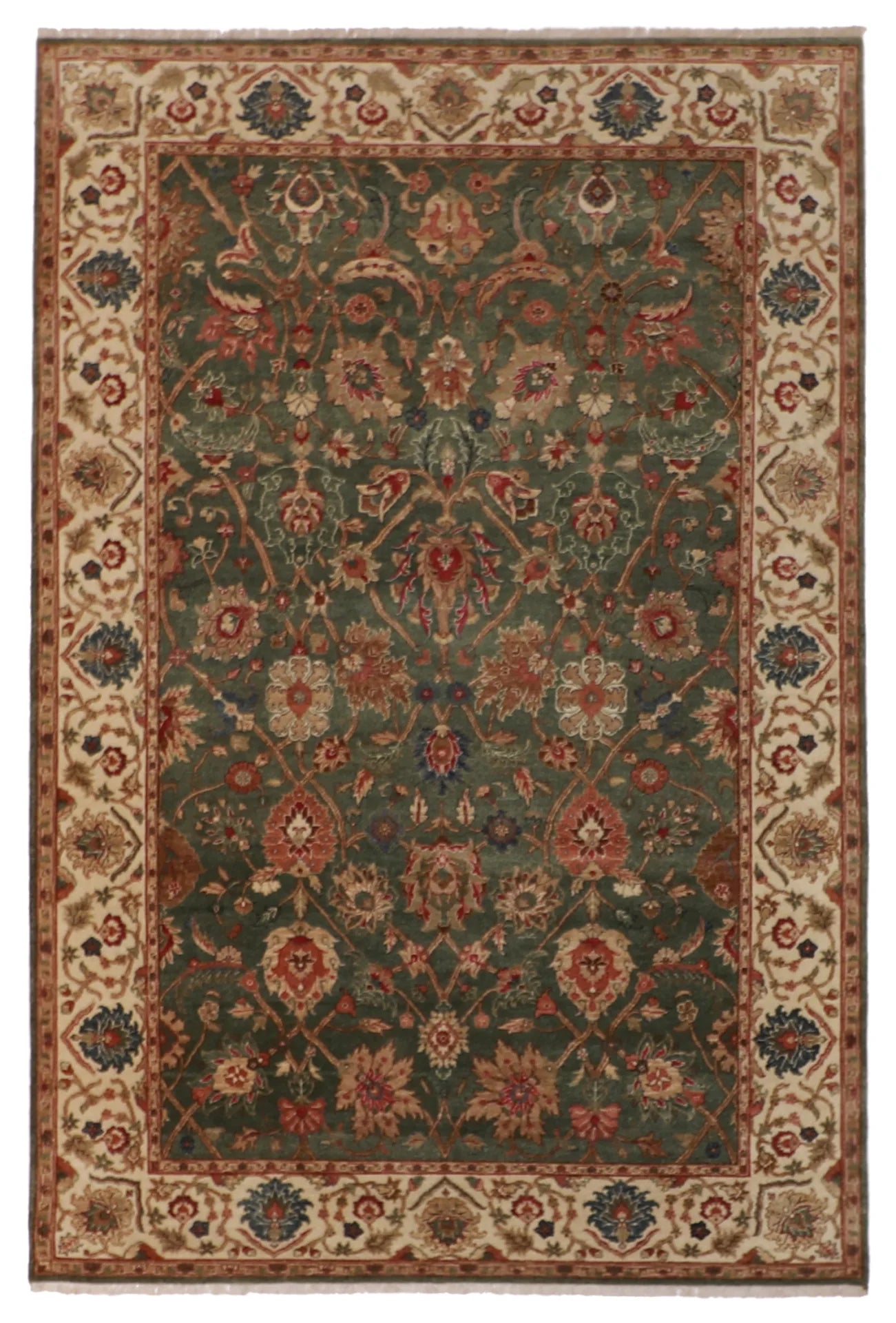 6x9 - Tabriz Wool All Over Rectangle - Hand Knotted Rug — 57919
