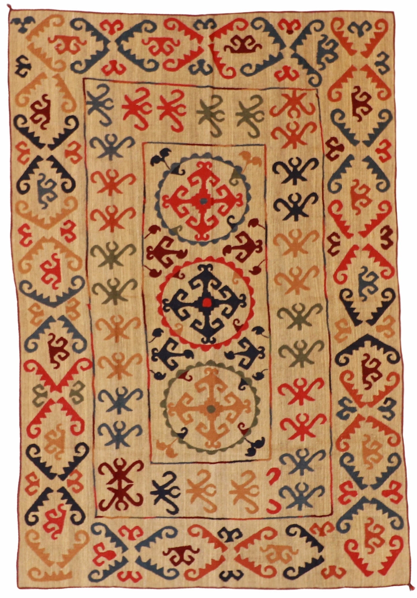 7x10 - Suzani Fine/Wool All Over Rectangle - Hand Knotted Rug