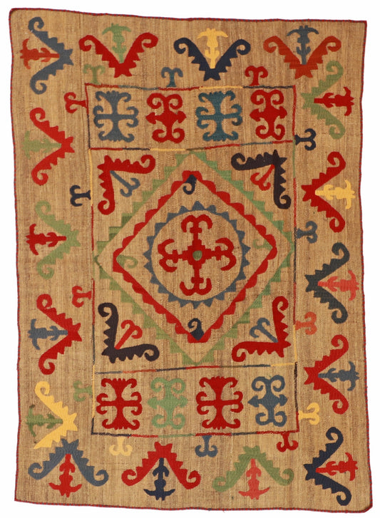 5x7 - Suzani Fine/Wool All Over Rectangle - Hand Knotted Rug