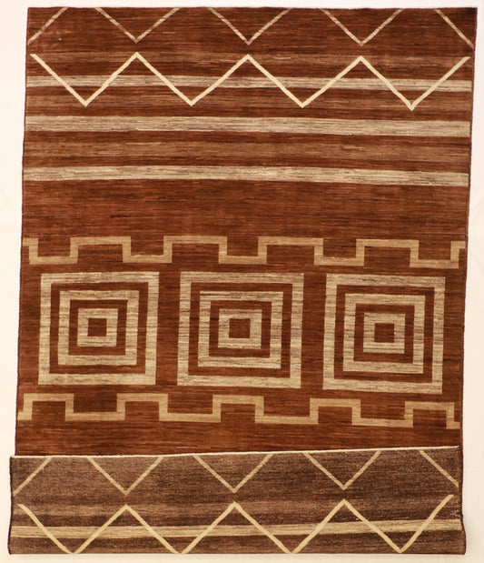 6x9 - Modern Wool All Over Rectangle - Hand Knotted Rug — 58029