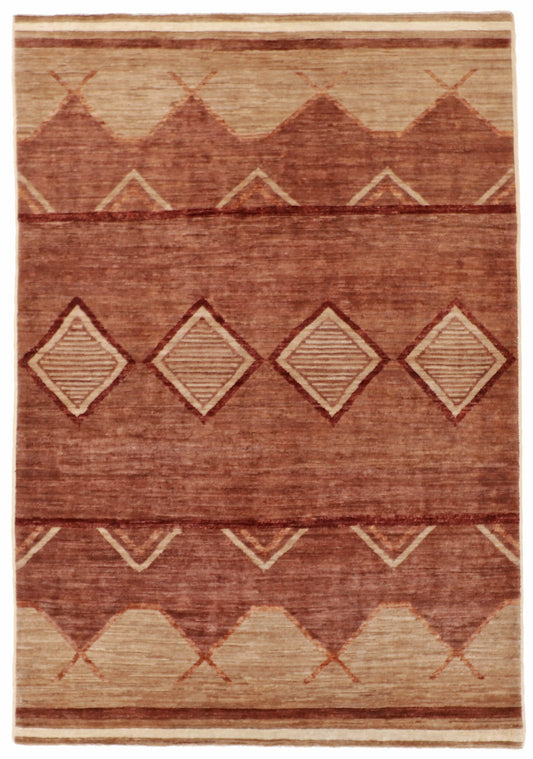 5x7 - Navajo Fine Wool Geometric Rectangle - Hand Knotted Rug