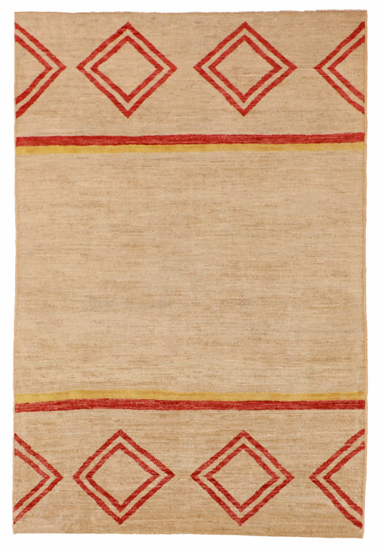 4x6 - Modern Fine/Wool All Over Rectangle - Hand Knotted Rug