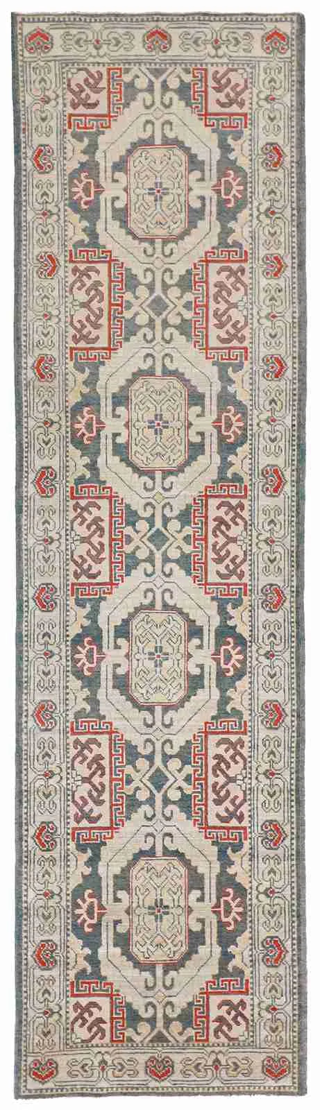 Runner - Kurdish Fine All Over Rectangle - Hand Knotted Rug — 58260