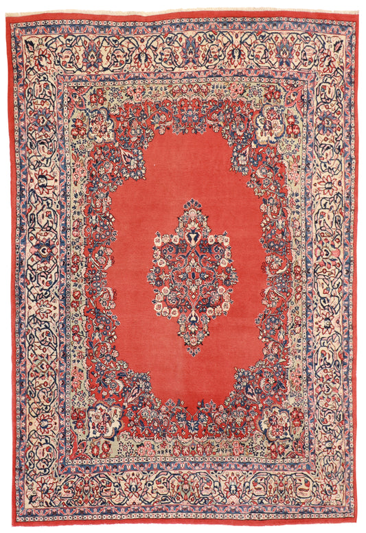 7x10 - Sarouk Fine Medallion Rectangle - Hand Knotted Rug