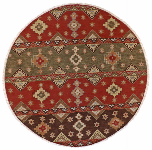 8x8 - Heriz Fine All Over Round - Hand Knotted Rug — 58365