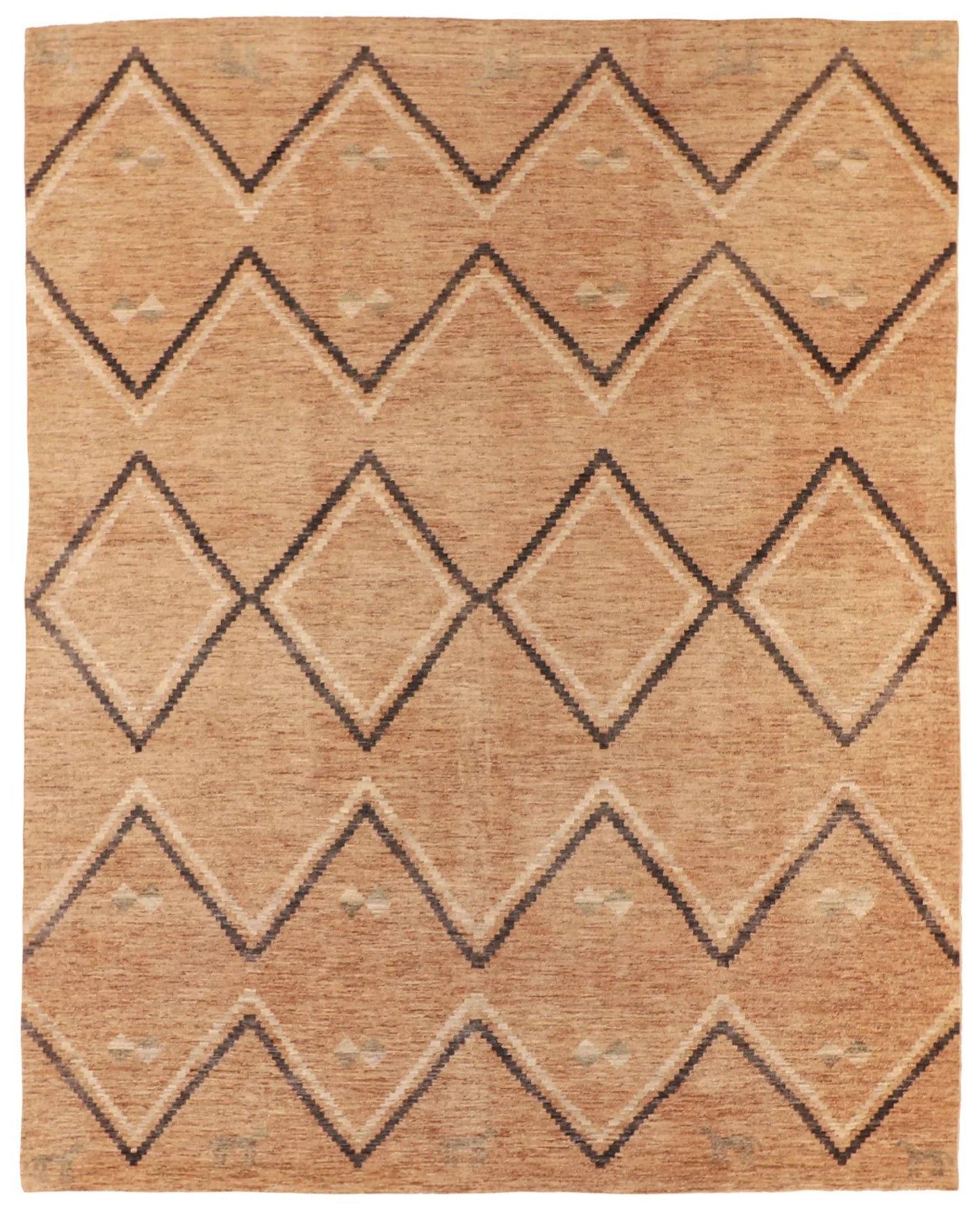 W 8 - L 10.2 - Mountain Modern Wool Western Rectangle - Finest Hand-Knotted Quality Wool - 58443