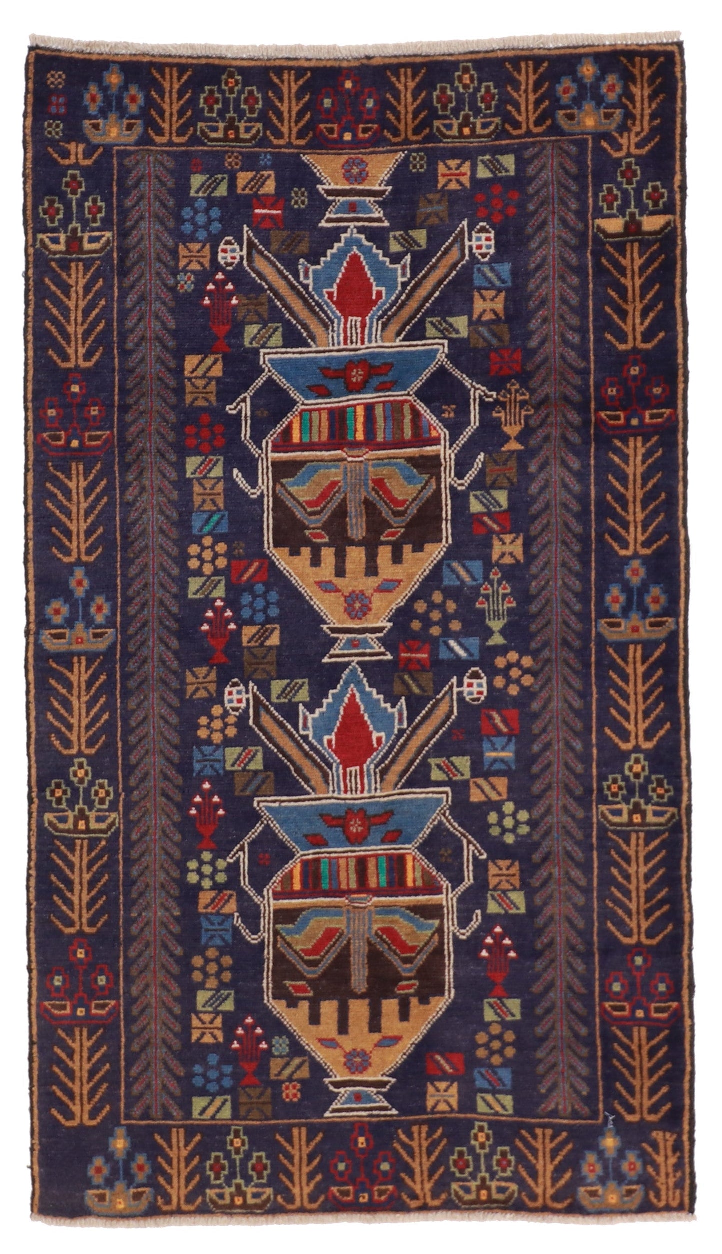 4x6 - Baluch Fine/Wool Geometric Rectangle - Hand Knotted Rug