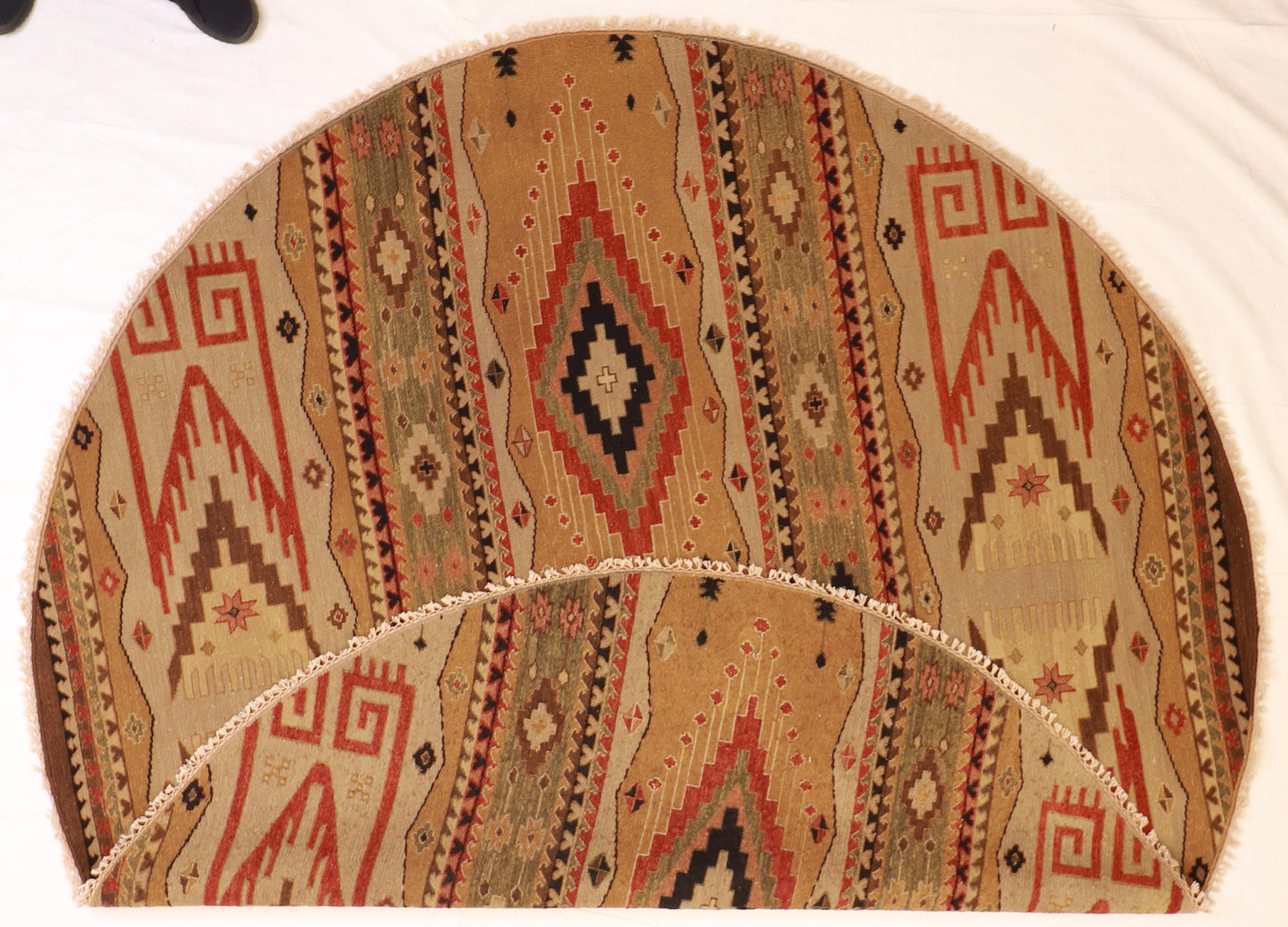 Round - Soumak Fine Geometric - Hand Knotted Rug