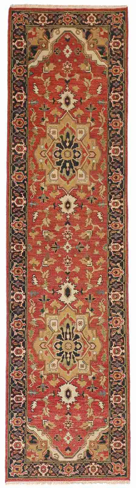 Runner - Heriz Fine Geometric Rectangle - Hand Knotted Rug — 58670