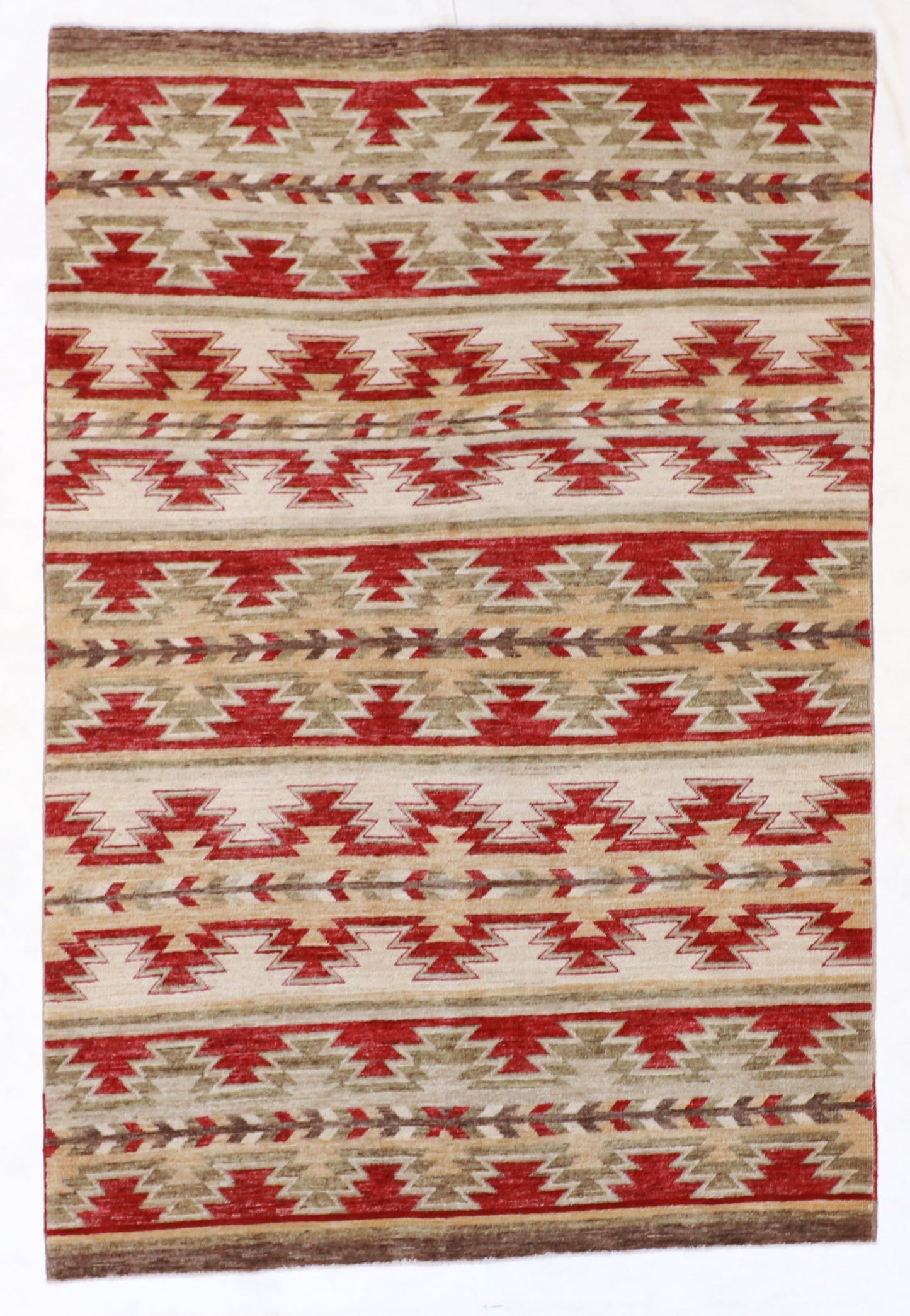 5x7 - Navajo Fine Wool Geometric Rectangle - Hand Knotted Rug