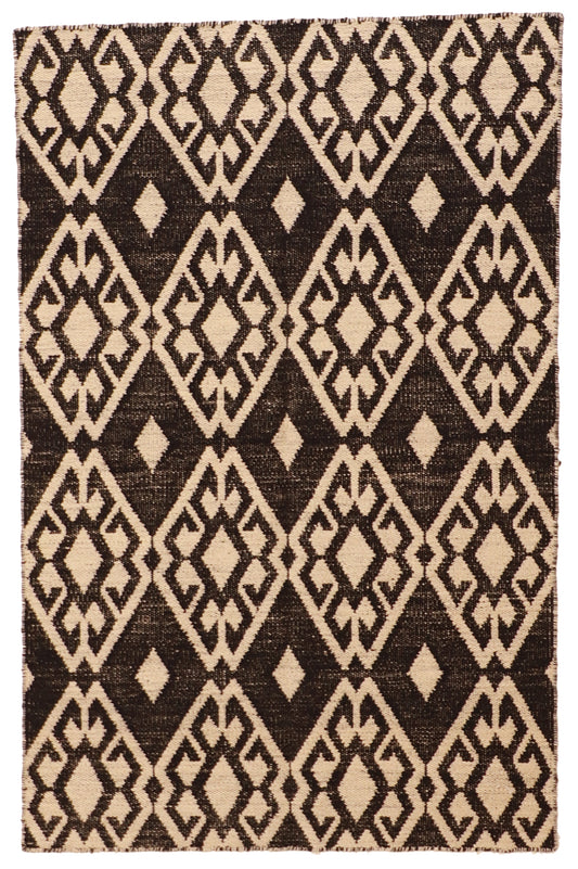 4x6 - Kilim Fine Wool Geometric Rectangle - Hand Knotted Rug