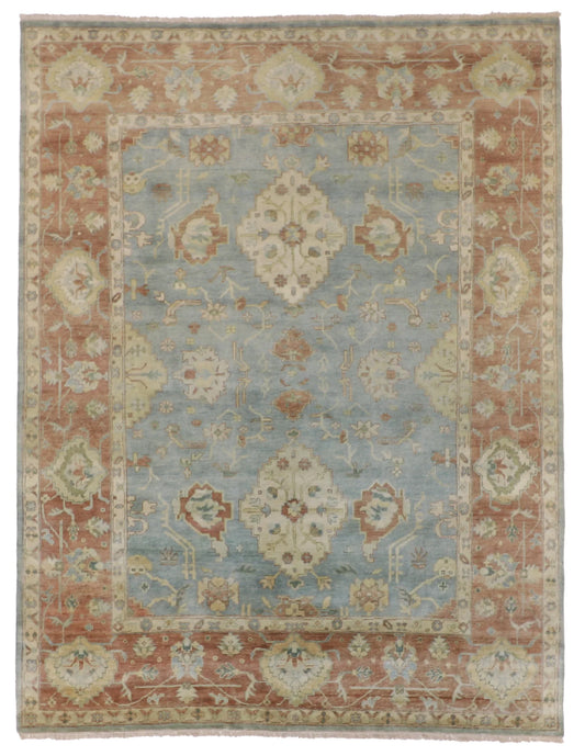 W 7.10 - L 10.2 - Oushak Wool Contemporary Rectangle - Finest Hand-Knotted Quality Wool - 58997