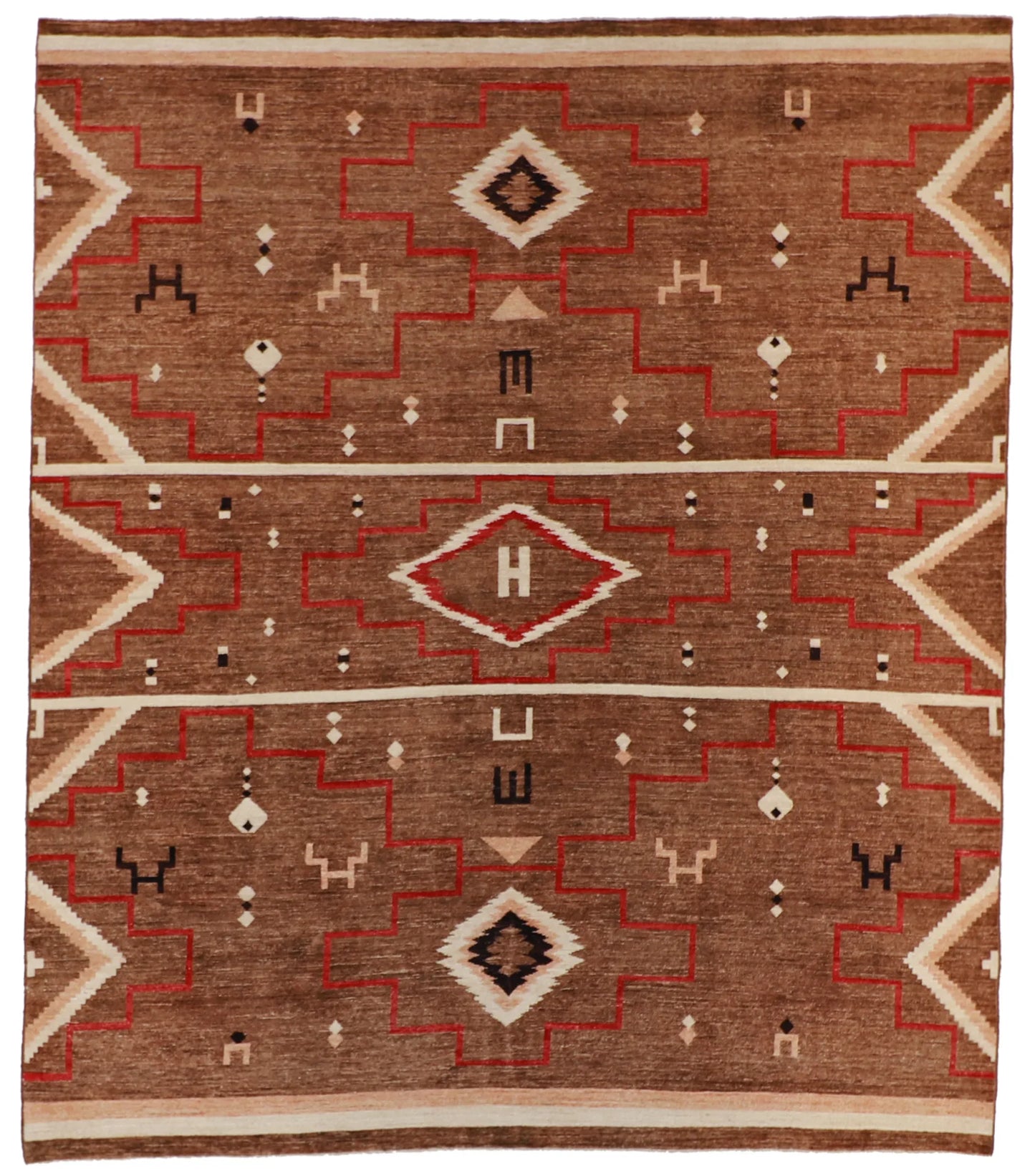 W 8.10 - L 9.8 - Mountain Modern Wool Western Rectangle - Finest Hand-Knotted Quality Wool - 59551