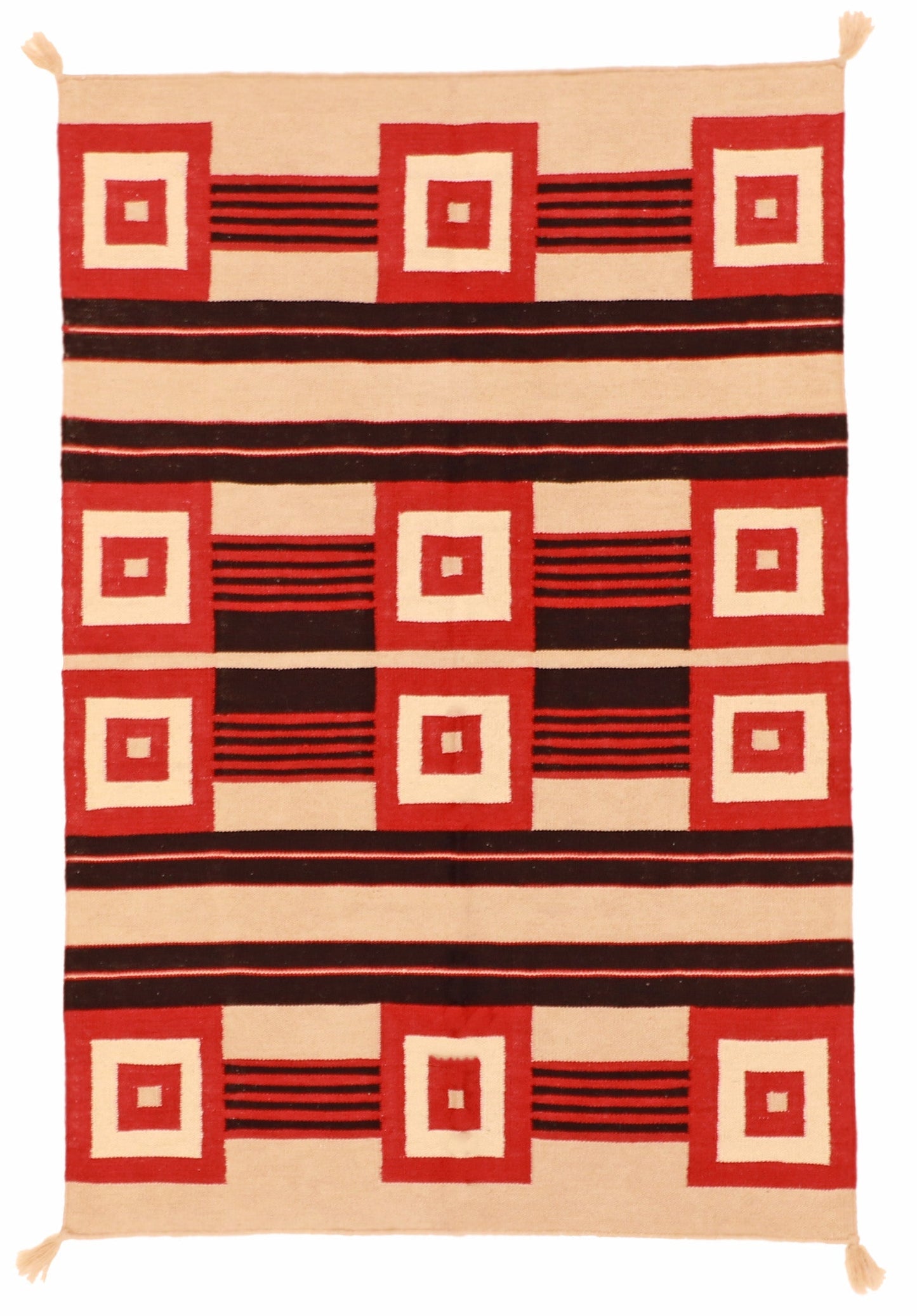 4x6 - Navajo Fine/Wool Geometric Rectangle - Hand Knotted Rug