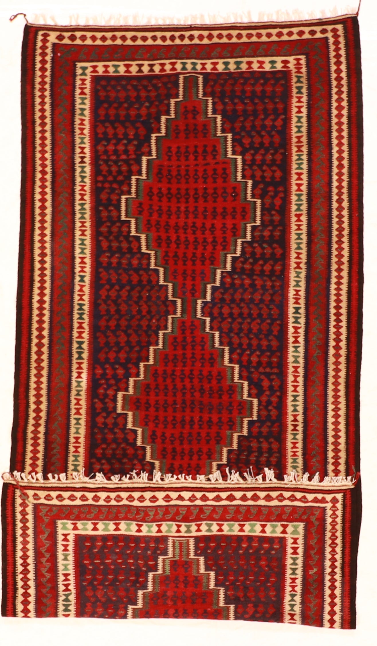 4.7 x 9.9 Wide Runner - Kilim Fine/Wool All Over Rectangle - Hand Knotted Rug — 59780