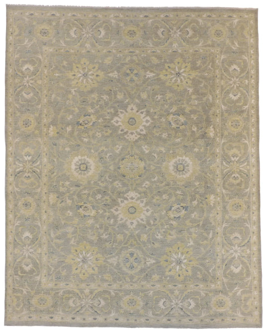 W 8 - L 10 - Sultan Abad Wool Transitional Rectangle - Finest Hand-Knotted Quality Wool - 59897