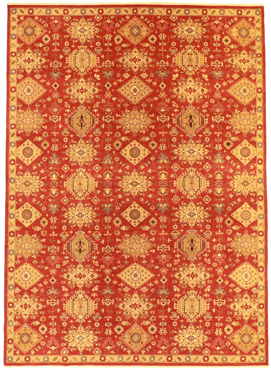 10x14 - Karajeh Fine/Wool Geometric Rectangle - Hand Knotted Rug