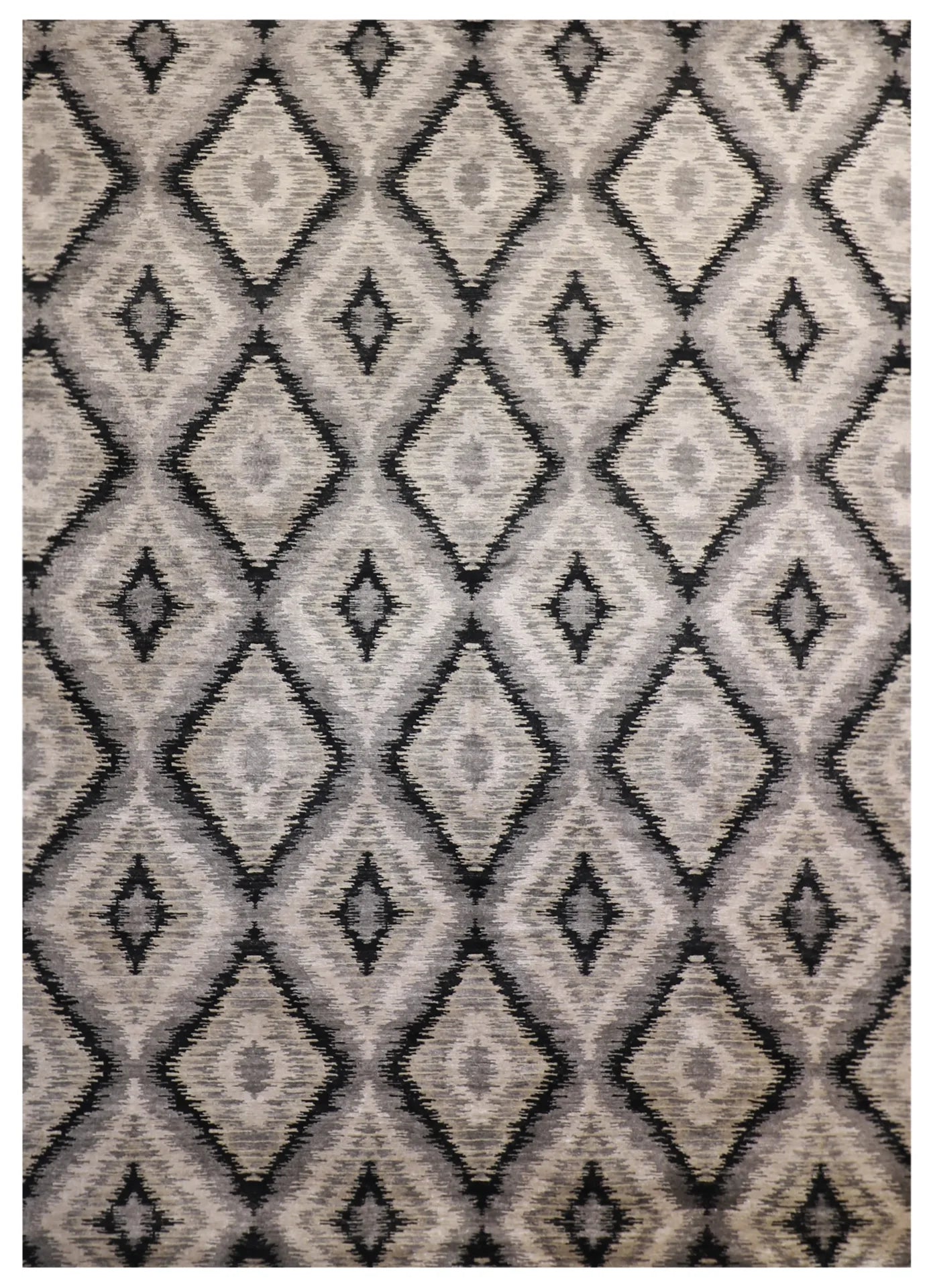 9 x12 - Modern Wool/Silk Contemporary Rectangle - Hand Knotted Rug — 59982