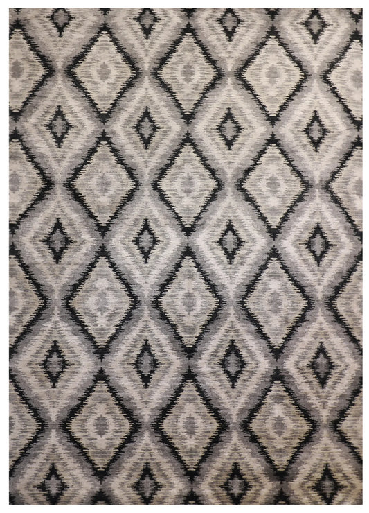 9 x12 - Modern Wool/Silk Contemporary Rectangle - Hand Knotted Rug — 59982