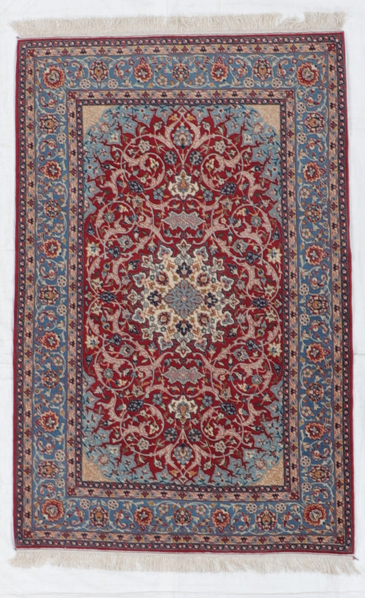 4x6 - Isfahan Silk All Over Rectangle - Hand Knotted Rug