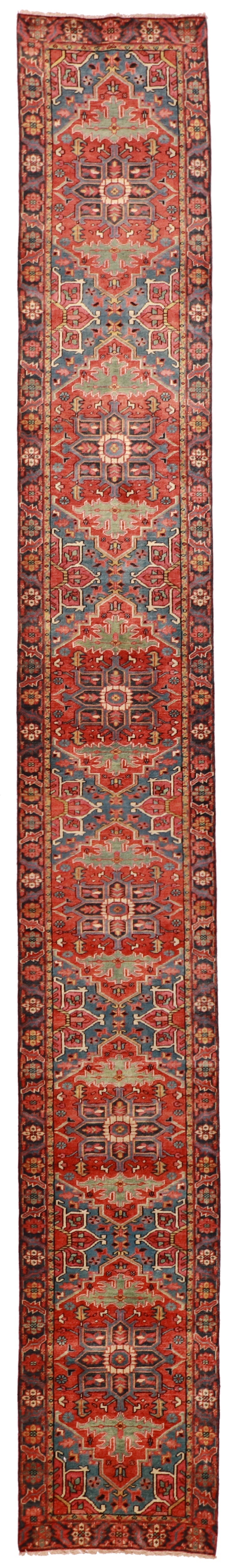 2.8 x 24.5 Runner - Serapie Fine Wool Geometric Rectangle - Hand Knotted Rug — 60223