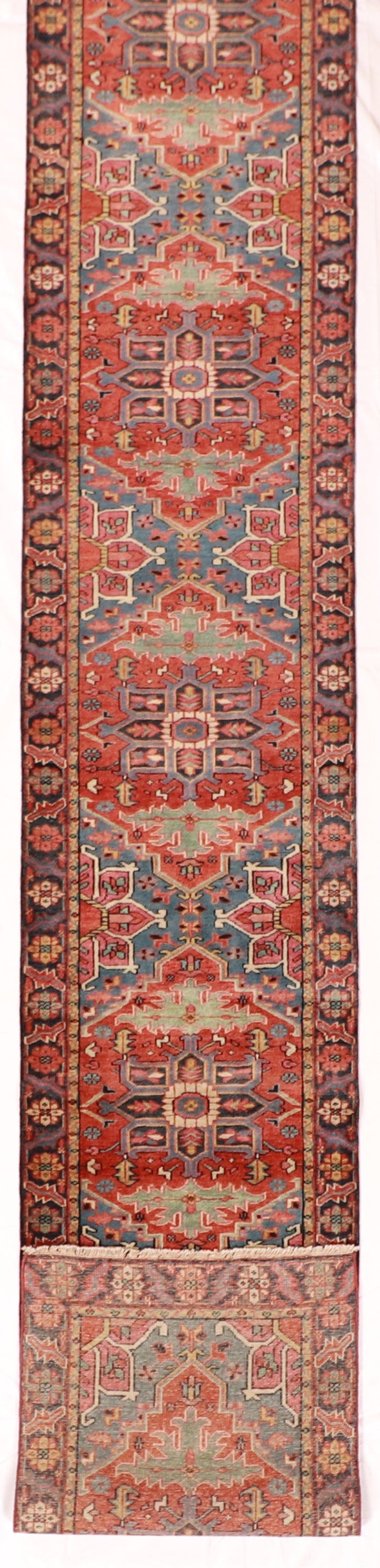 2.8 x 24.5 Runner - Serapie Fine Wool Geometric Rectangle - Hand Knotted Rug — 60223