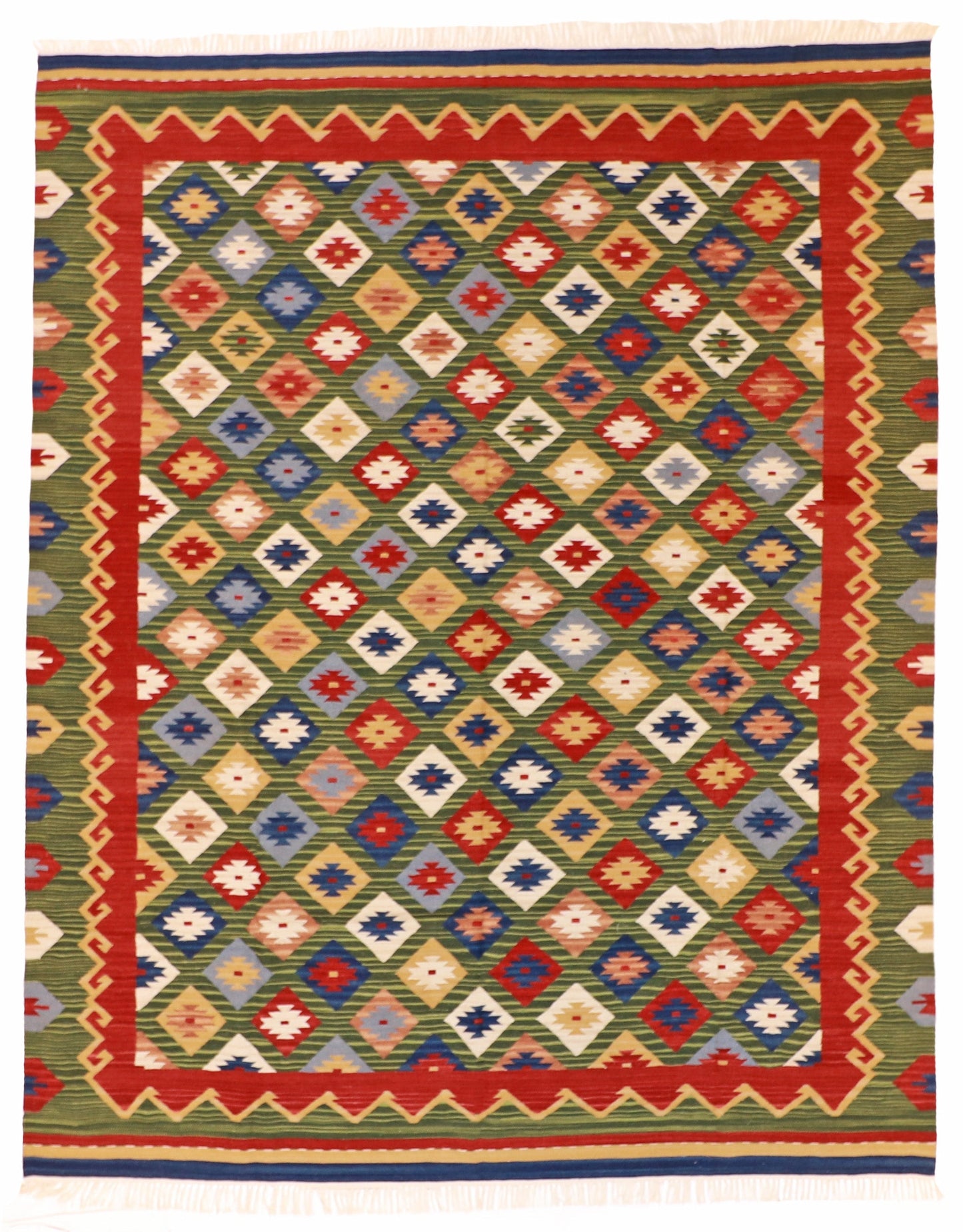 8x10 - Kilim Wool Geometric Rectangle - Hand Knotted Rug