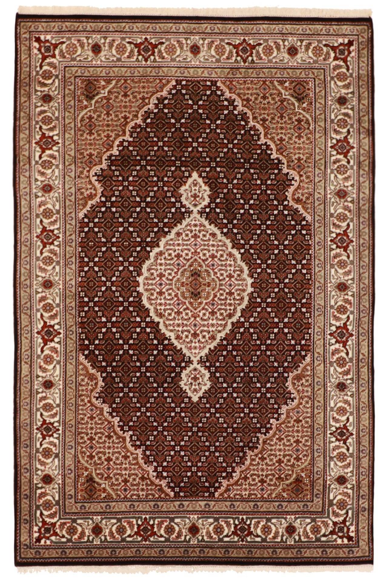 4x6 - Tabriz Fine/Wool/Silk Rectangle - Hand Knotted Rug — 60842