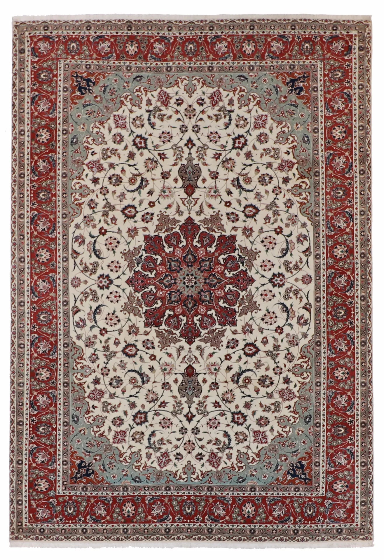 W 6.10 - L 9.10 - Tabriz Wool/Silk Traditonal Rectangle - Finest Hand-Knotted Quality  - 61041