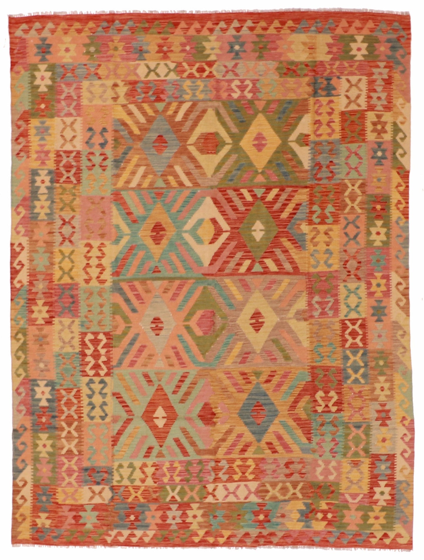 6x9 - Kilim Wool All Over Rectangle - Hand Knotted Rug