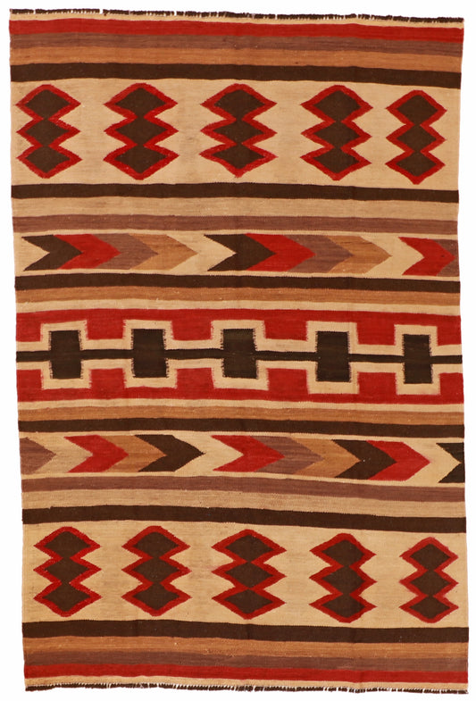 5x7 - Kilim Fine/Wool Geometric Rectangle - Hand Knotted Rug