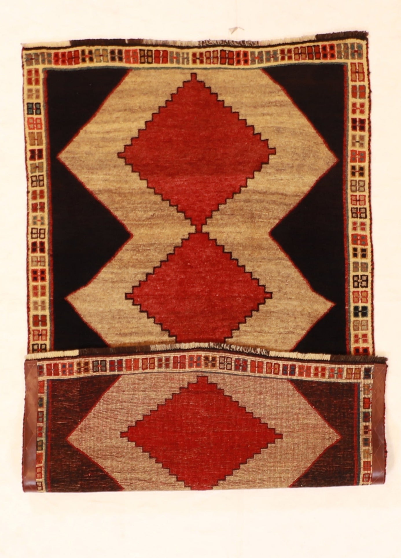 4x6 - Gabbeh Fine/Wool Geometric Rectangle - Hand Knotted Rug