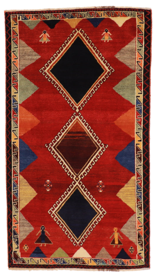 4x6 - Gabbeh Fine/Wool All Over Rectangl - Hand knotted Rug