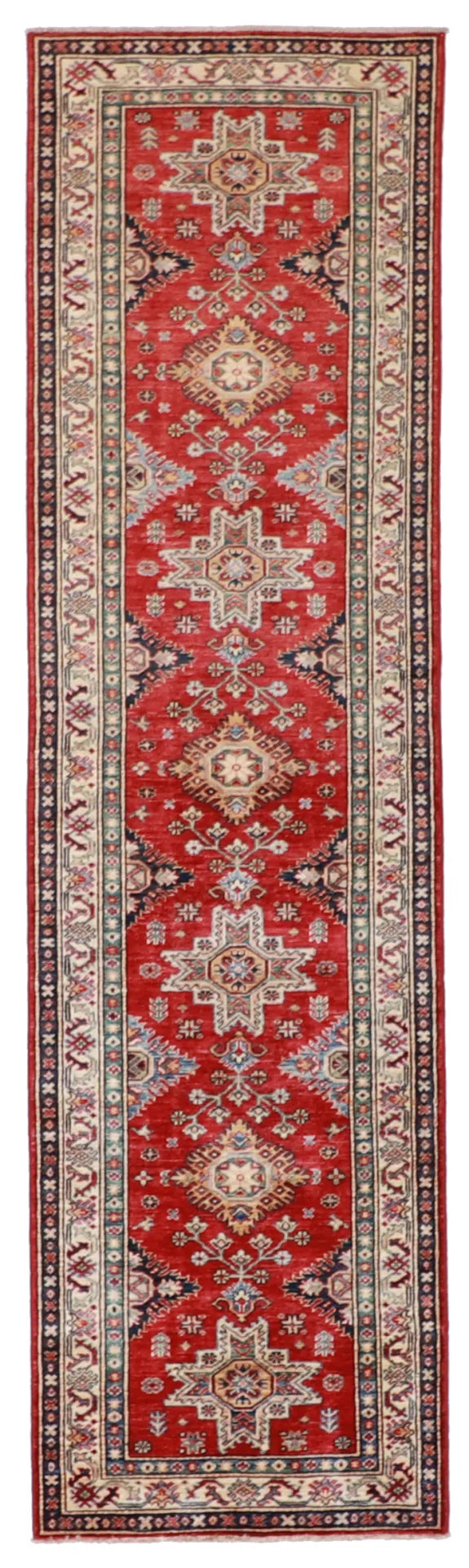 Runner - Bijar Fine Geometric Rectangle - Hand Knotted Rug — 61856