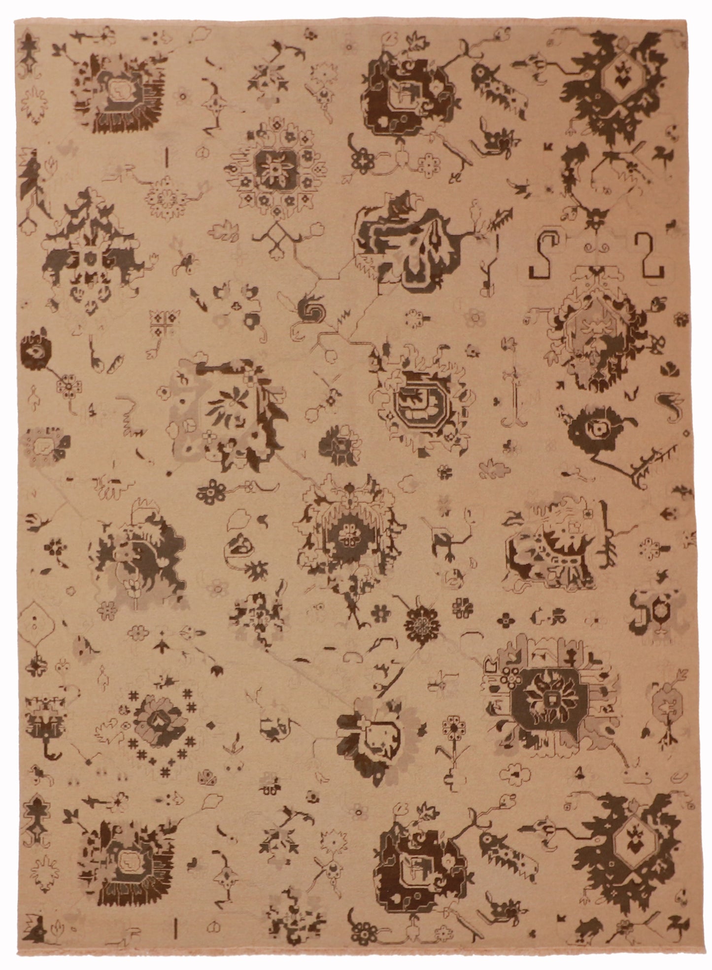 W 9 L 12 Mahal 100% Wool Handmade All Over Design - 61951