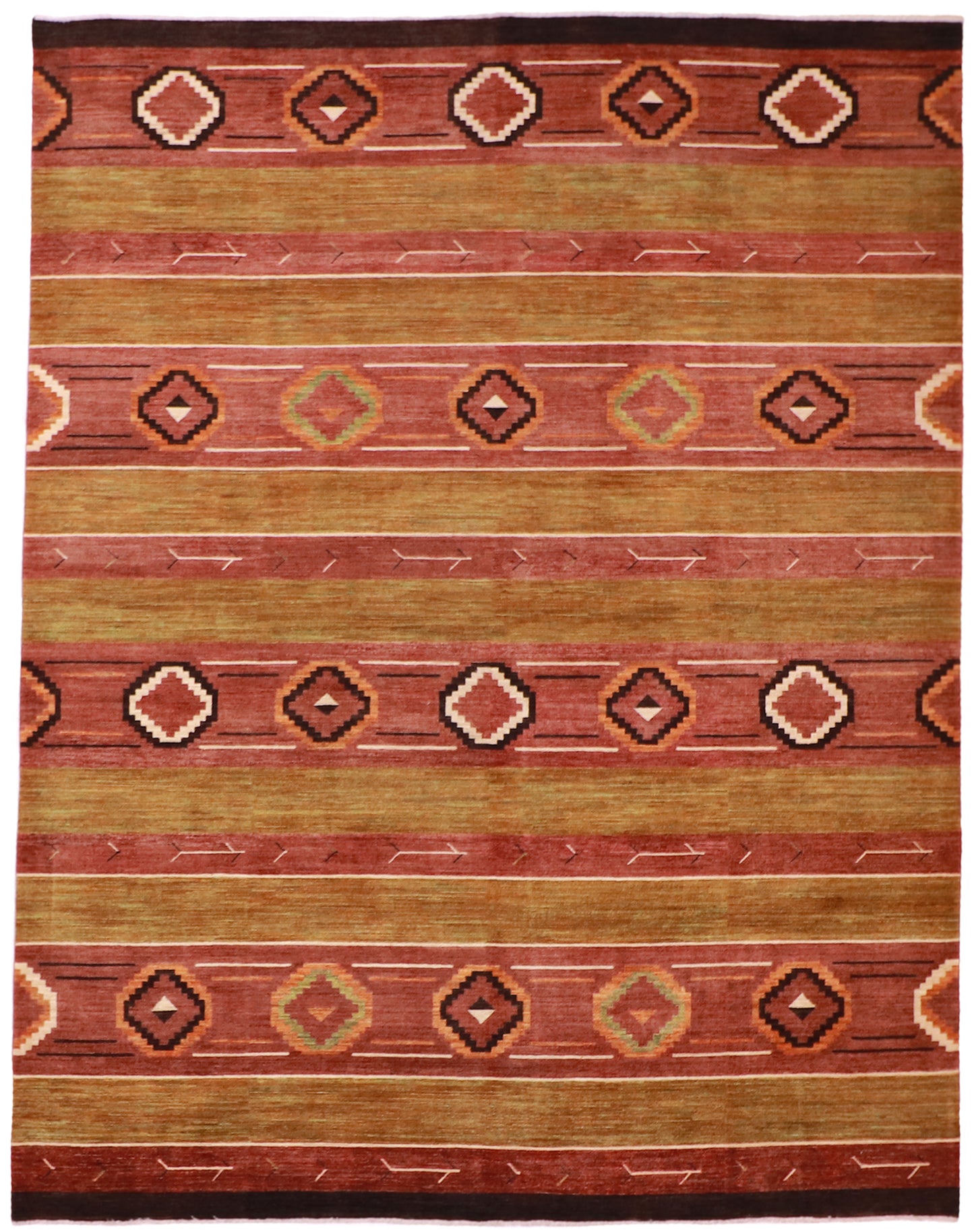 W 9 L 11.5 Mountain Modern 100% Wool Handmade All Over Design - 62131