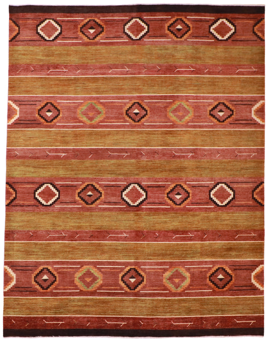 W 9 L 11.5 Mountain Modern 100% Wool Handmade All Over Design - 62131