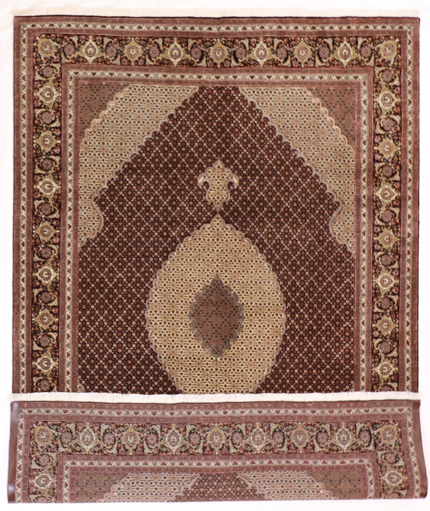 7x10 - Tabriz Silk/Wool Mahie Medallion Rectangle - Hand Knotted Rug — 62463