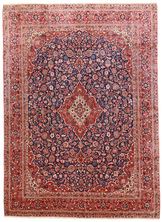10 x 14 - Kashan Fine Wool Floral Rectangle - Hand Knotted Rug