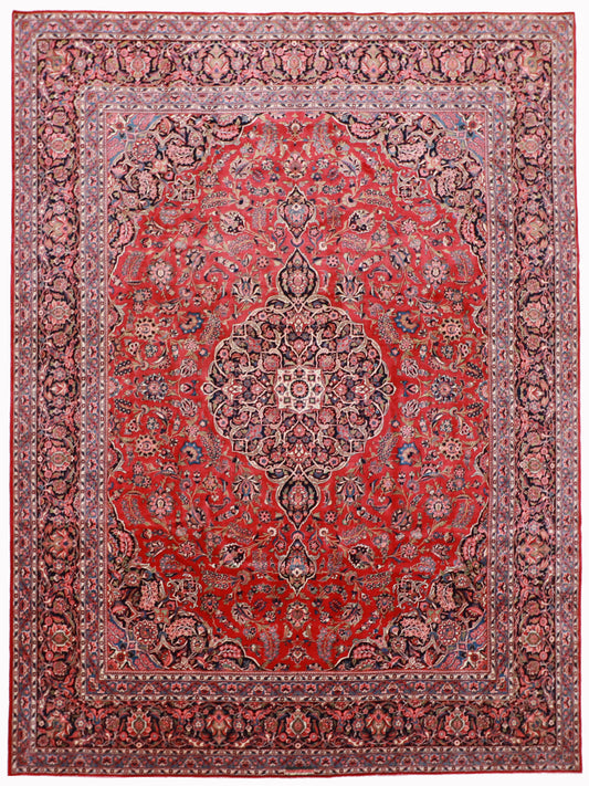 10 x 14 - Kashan Fine Wool Floral Rectangle - Hand Knotted Rug