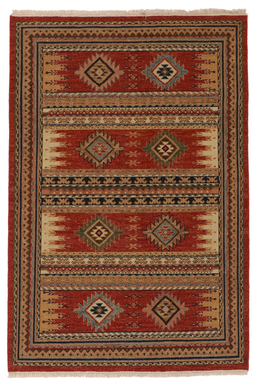 4x6 - Heriz Fine/Wool Geometric Rectangle - Hand Knotted Rug