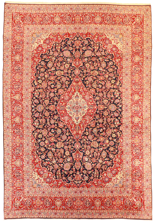 10x14 - Kashan Fine Floral Rectangle - Hand Knotted Rug