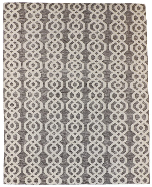 W 7.11 - L 9.11 - Moroccan Wool Contemporary Rectangle - Finest Hand-Knotted Quality Wool - 62783