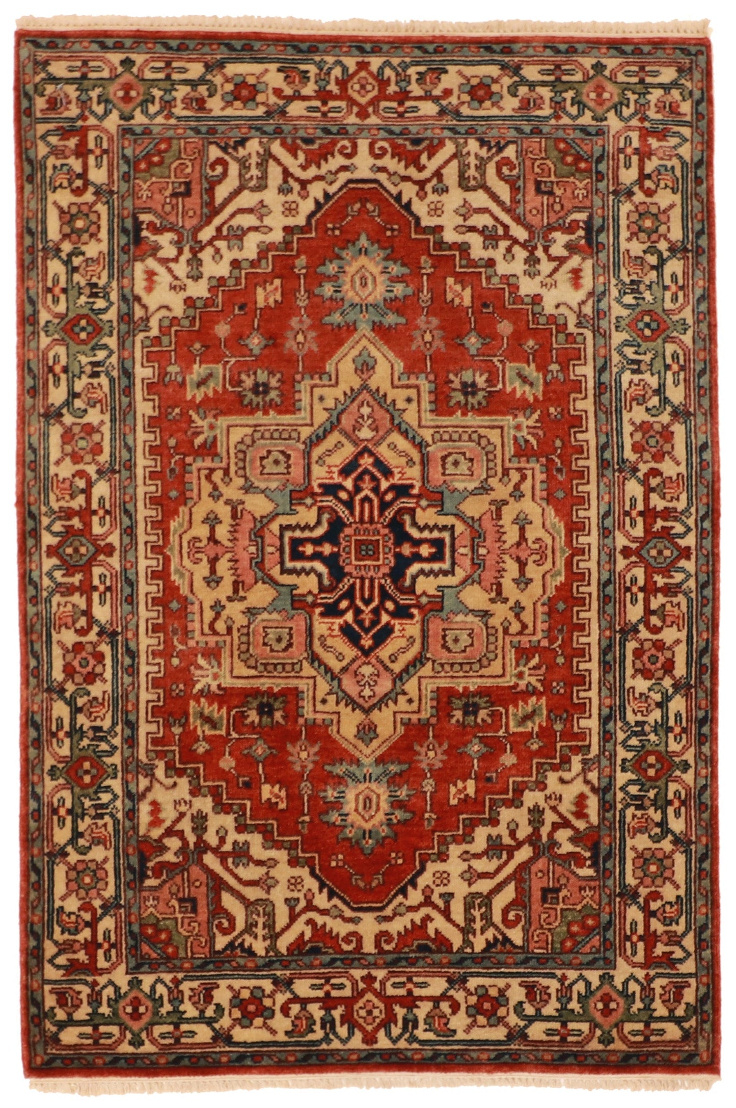 4x6 - Heriz Fine/Wool Geometric Rectangle - Hand Knotted Rug