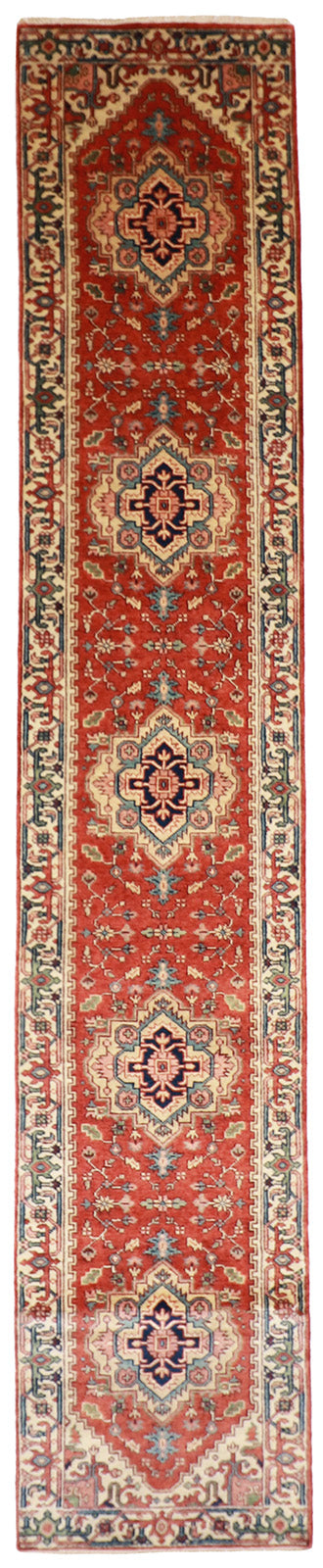 Runner - Serapie Fine Wool Geometric Rectangle - Hand Knotted Rug — 62969