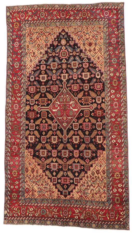 8 x 16 - Azerbaijan Wool Geometric Rectangle - Hand Knotted Rug — 63018