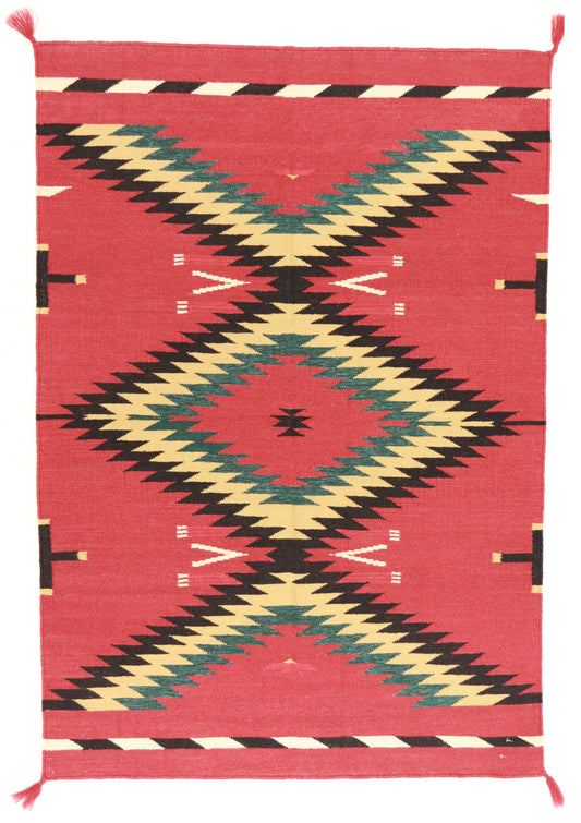 4x6 - Navajo Fine/Wool Geometric Rectangle - Hand Knotted Rug