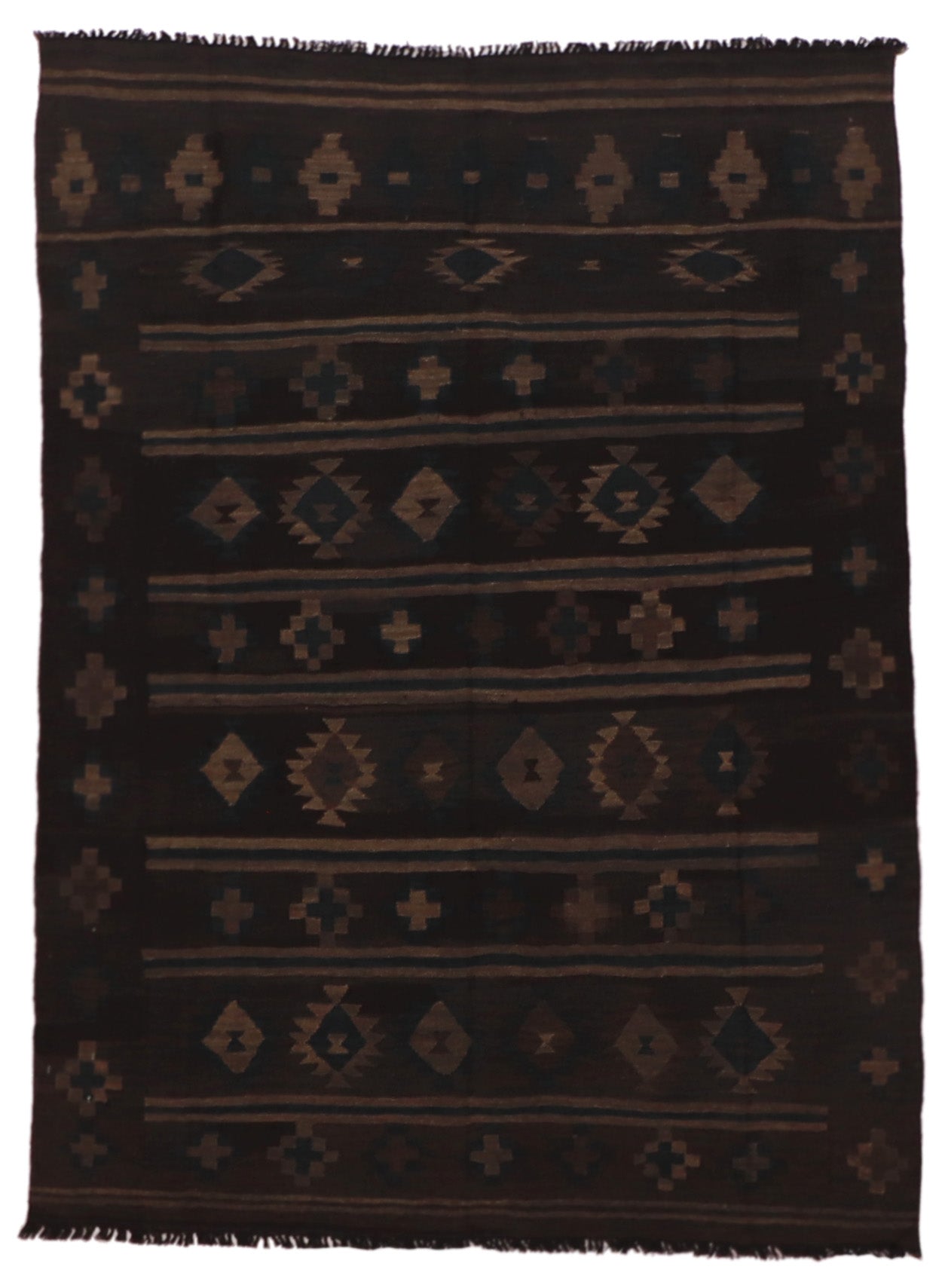 5x7 - Kilim Fine/Wool Geometric Rectangle - Hand Knotted Rug