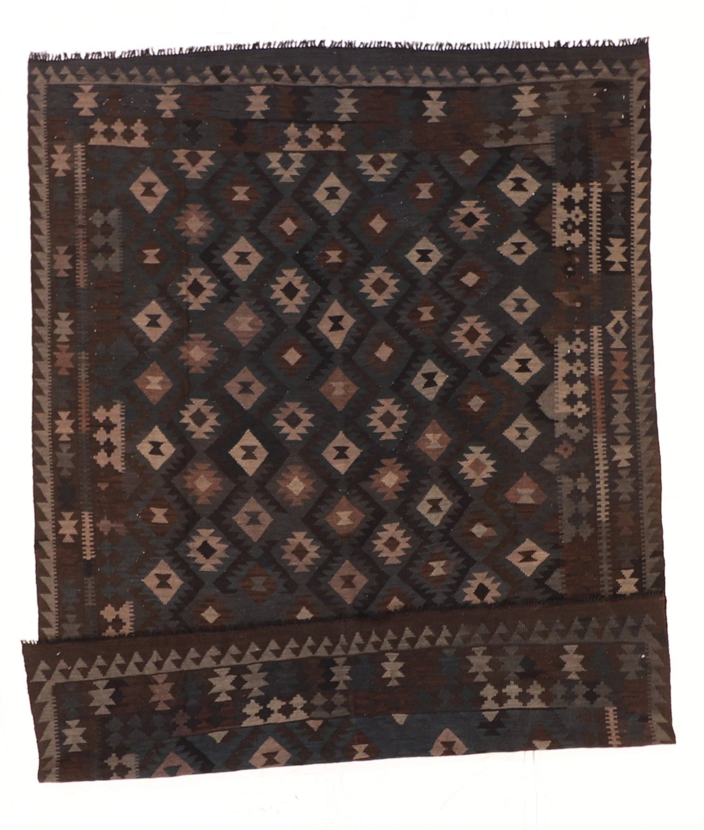 7x10 - Kilim Wool Geometric Rectangle - Hand Knotted Rug