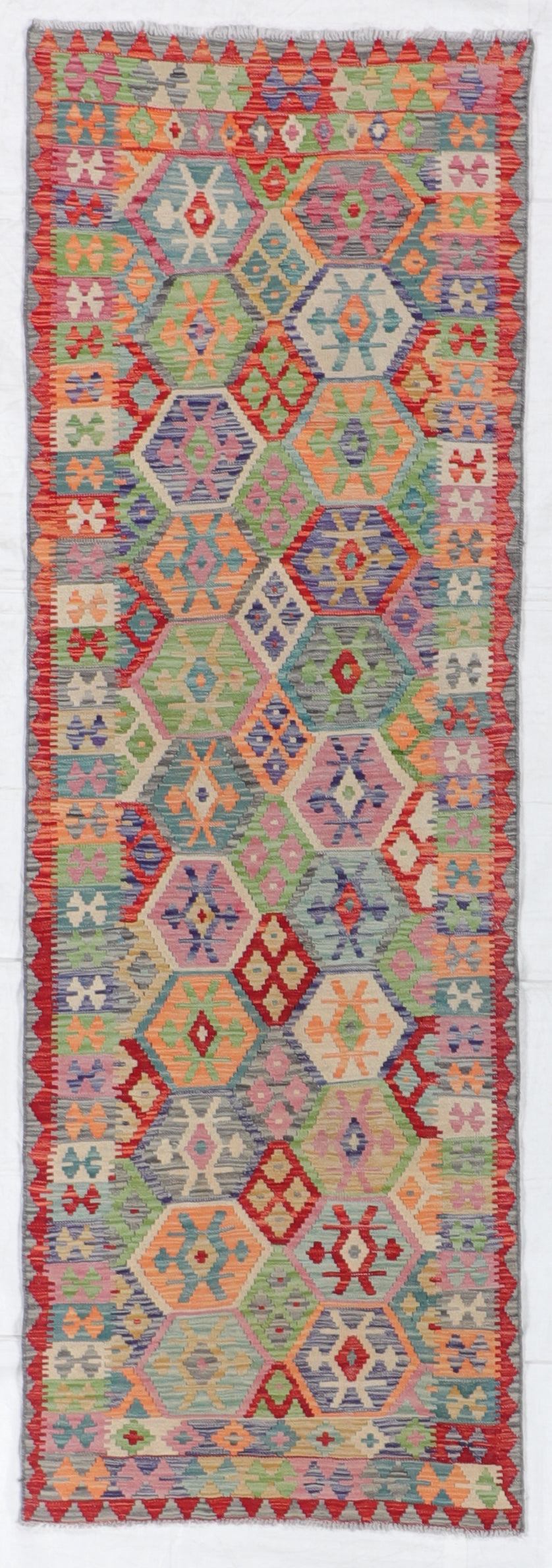 Runner - Kilim Fine/Wool Geometric Rectangle - Hand Knotted Rug